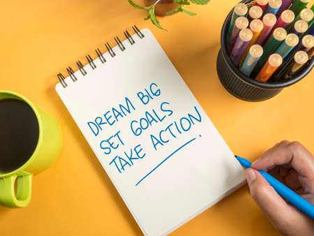 Dream Big Set Goals Take Action words letter. Motivational business typography quotes conceptの写真素材