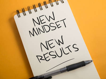 New mindset new results words letter, motivational self development business typography quotes conceptの写真素材