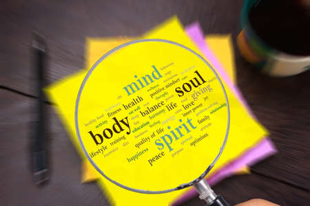Body Mind Soul Spirit, business motivational inspirational quotes, words typography lettering conceptの写真素材
