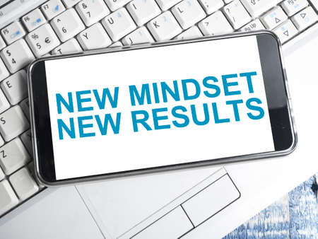 New mindset new results words letter, motivational self development business typography quotes conceptの写真素材
