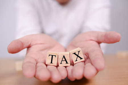 Taxes, business motivational inspirational quotes, words typography lettering conceptの写真素材