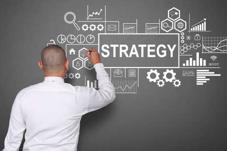 Strategy, business motivational inspirational finance quotes, words typography lettering conceptの写真素材
