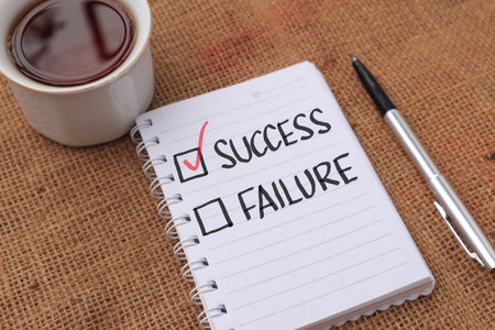 Success and Failure choice, text words typography written on book against wooden background, life and business motivational inspirational conceptの写真素材