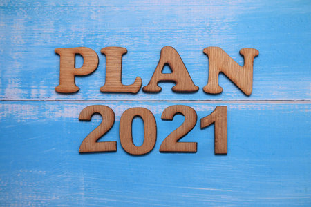 Plan 2021, goals resolutions in life, business, preparing for new year 2021 conceptの写真素材