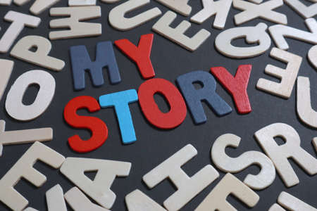 My Story, business motivational inspirational quotes, wooden words typography lettering conceptの写真素材