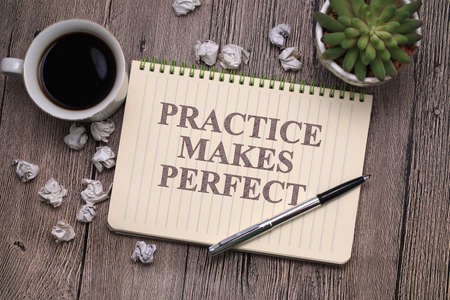 Practice Makes Perfect, text words typography written on paper, success  life and business motivational inspirational conceptの写真素材