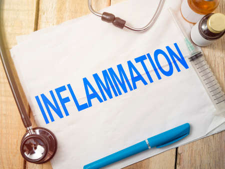 Inflammation, text words typography written on paper, health and medical conceptの写真素材
