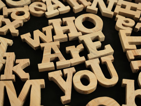 Who are you, text words typography written with wooden letter, life and business motivational inspirational conceptの写真素材