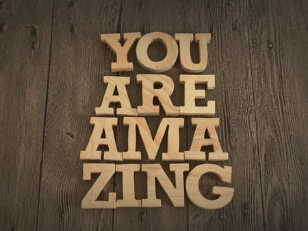 You are amazing, text words typography written with wooden letter, life and business motivational inspirational conceptの写真素材