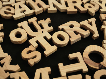 Our story, text words typography written with wooden letter, life and business motivational inspirational conceptの写真素材