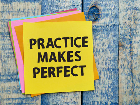 Practice makes perfect, text words typography written on paper, life and business motivational inspirational conceptの写真素材