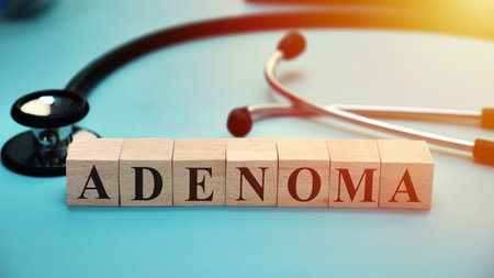 Adenoma, text words typography written with wooden letter, health and medical conceptの写真素材