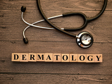 Dermatology, text words typography written with wooden letter, health and medical conceptの写真素材
