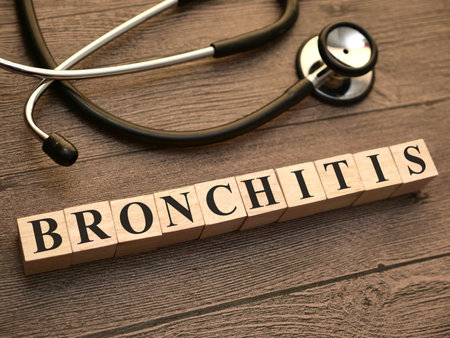 Bronchitis, text words typography written with wooden letter, health and medical conceptの写真素材