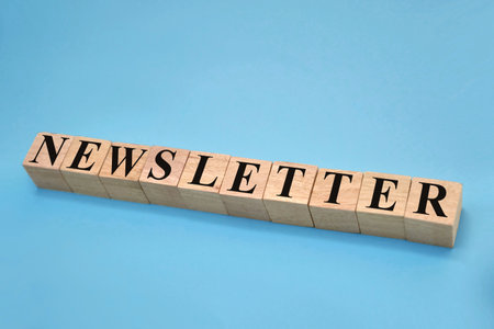 Newsletter, text words typography written with wooden letter, life and business motivational inspirational terms conceptの写真素材