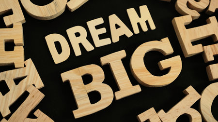 Dream big, text words typography written with wooden letter, life and business motivational inspirational conceptの写真素材
