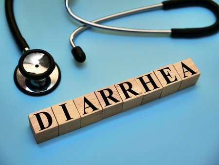 Diarrhea, text words typography written with wooden letter, health and medical conceptの写真素材