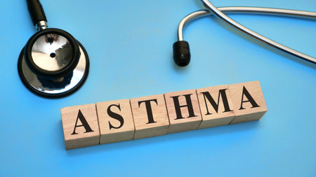 Asthma, text words typography written with wooden letter, health and medical conceptの写真素材