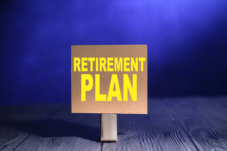 Retirement plan, text words typography written on paper, life and business motivational inspirational conceptの写真素材