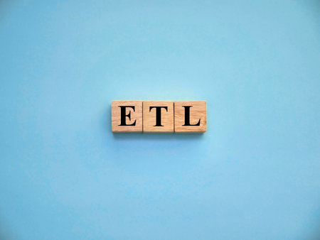 ETL Extract transform and load, text words typography written on wooden lettering, life and business motivational inspirational conceptの写真素材