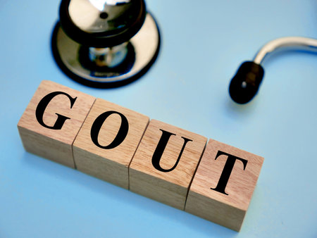 Gout, text words typography written with wooden letter, health and medical conceptの写真素材