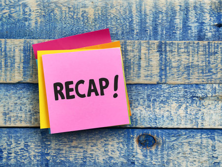 Recap, text words typography written on paper, life and business motivational inspirational conceptの写真素材