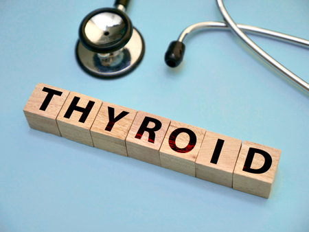 Thyroid, text words typography written on wooden letter, health and medical conceptの写真素材