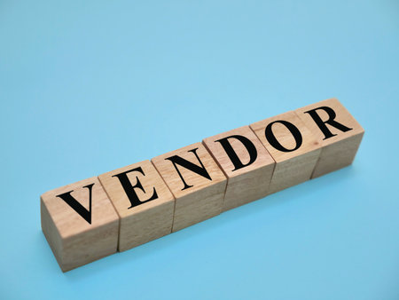 Vendor, text words typography written with wooden letter, life and business motivational inspirational conceptの写真素材
