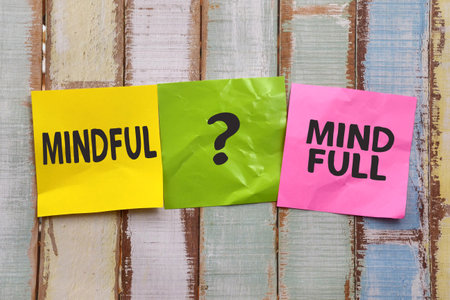 Mindful or mind full, text words typography written on paper, life and business motivational inspirational conceptの写真素材