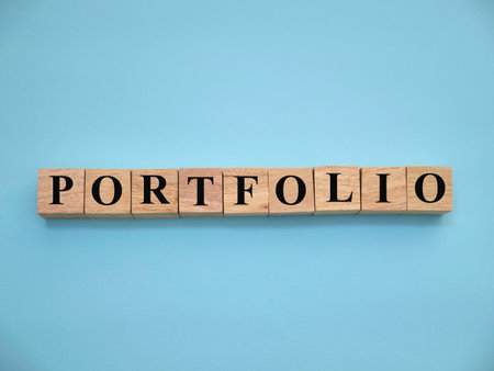 Portfolio, text words typography written with wooden letter, life and business motivational inspirational conceptの写真素材