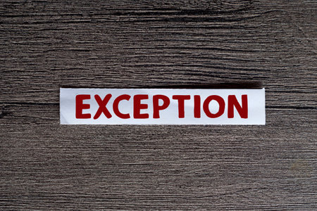 Exception, text words typography written on paper, life and business motivational inspirational conceptの写真素材