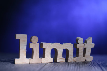 Limit, text words typography written on wooden lettering, life and business motivational inspirational conceptの写真素材