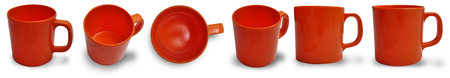 Set collection of orange cup mug drink isolated on on white backgroundの写真素材