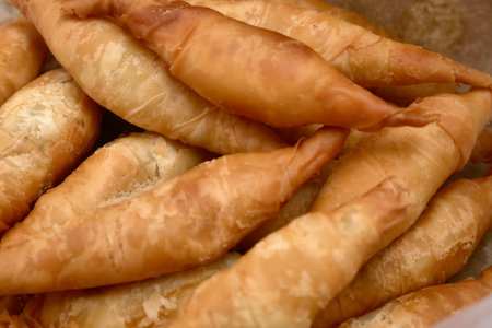 Pisang molen, banana fritters, traditional Indonesian snack streetfood, fried banana, close upの写真素材