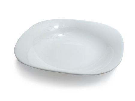 White ceramics plate bowl isolated cut out, empty tableware mock up template designの写真素材