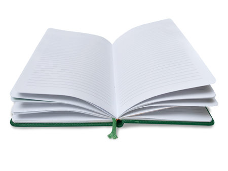Blank empty copy space white open book, cut out isolatedの写真素材