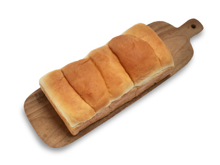 Roti sobek, gembong or kasur, soft sweet milk bun, isolated on whiteの写真素材