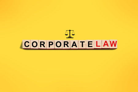 Corporate law, text written on wooden block, business term conceptの写真素材