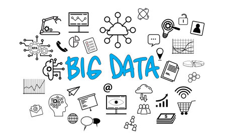 Big data, text symbol icon, business terms conceptのイラスト素材