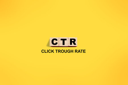 CTR click trough rate, word text written on wooden block, business term conceptの写真素材