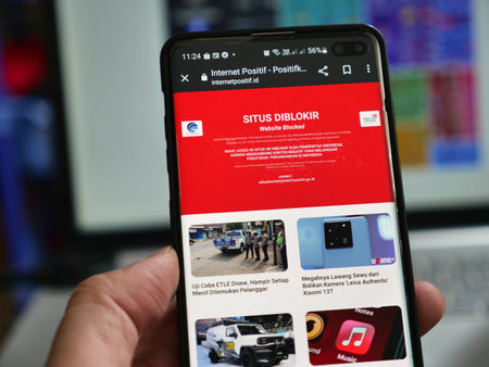 Tenggarong, November, 2023. blocked website by indonesian government control, internet positif, website access deniedのeditorial素材