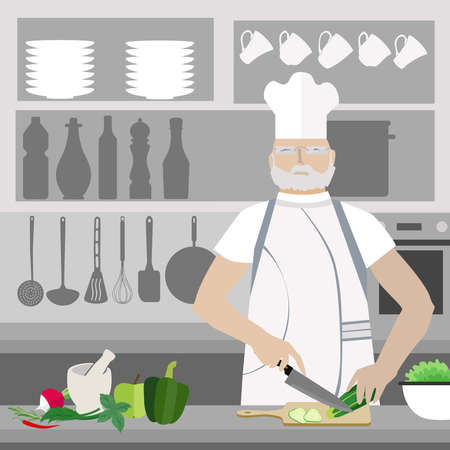 Chief in a kitchenのイラスト素材