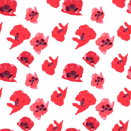 seamless pattern with poppy flowersのイラスト素材