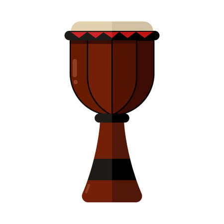 Flat icon of traditional African drum djembe. illustration of ethnic percussion istrument.のイラスト素材
