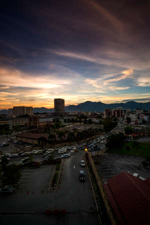 scenery of sunset at Ipoh Malaysia. Soft focus,motion blur due to long exposureの写真素材