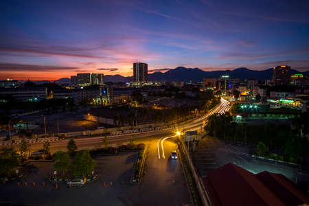 scenery of sunset at Ipoh Malaysia. Soft focus,motion blur due to long exposureの写真素材