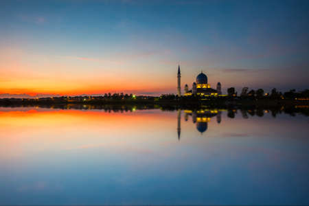 Sunrise Scenery of Public Mosque at Bertam,Penang,Malaysia.Soft Focus,Blur due to Long Exposure.