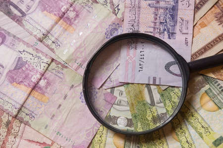 Collection of Saudi Arabia Riyal banknotes - Imageの写真素材