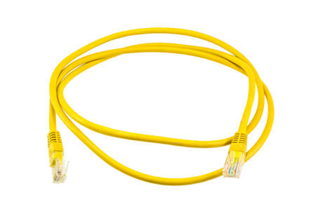 Yellow ethernet Line on isolated white background.の写真素材