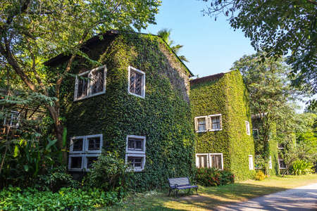 CHIANG MAI, THAILAND - JANUARY 03 : Kaomai Lanna Resort, A resort located in chiang mai, featuring picturesque buildings draped in ivy. on January 03, 2015, CHIANG MAI, THAILAND.のeditorial素材
